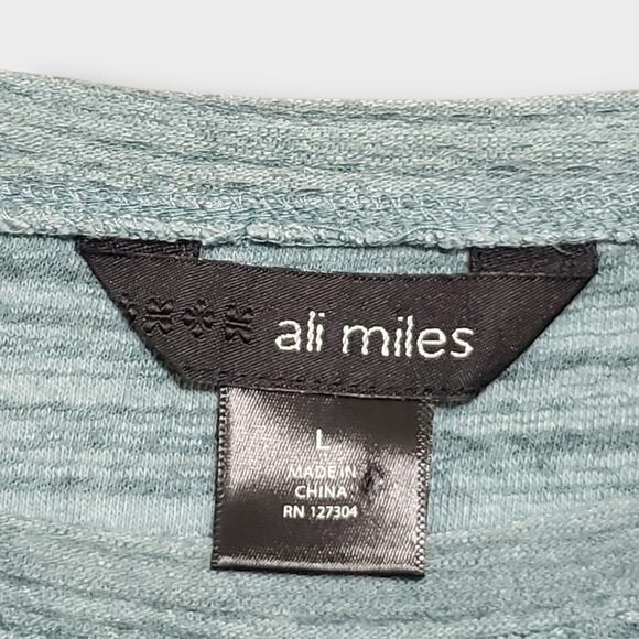 Ali Miles Floral Embroidered Lace Trim Tunic Top Green Spacedye Large Oversized - Picture 8 of 14